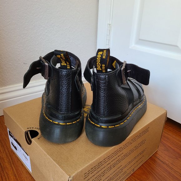 Dr. Martens Clarissa II Women's Leather Platform Sandals - Black Milled Nappa - Picture 3 of 6